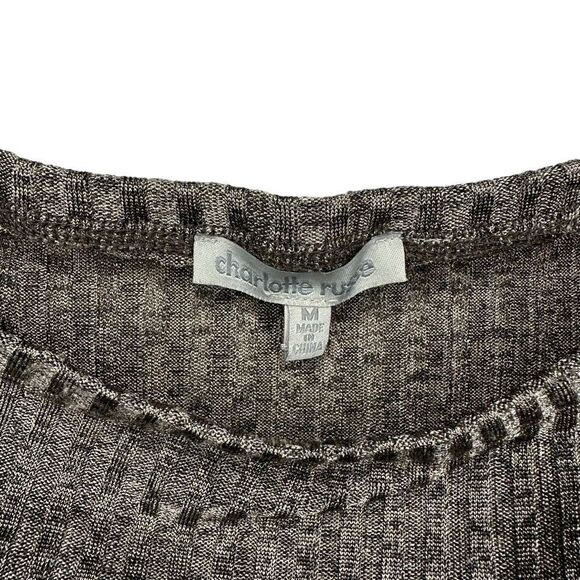 Charlotte Russe Gray Ribbed Knit Off Shoulder Top - Picture 4 of 10